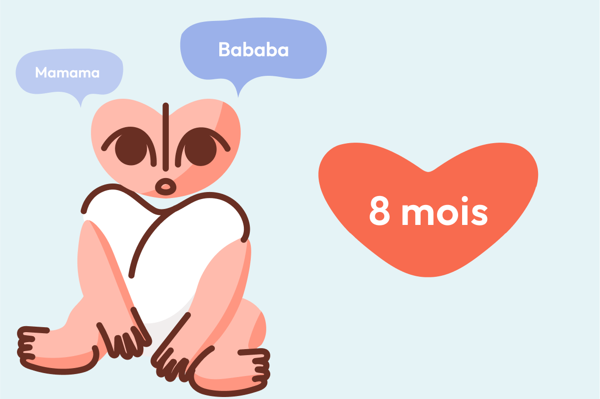 Bébé 8 mois assis prononce les sons "bababa" et "mamama"