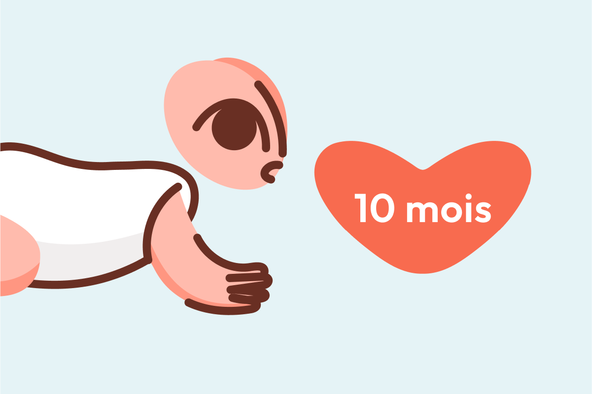 Bébé 10 mois à quatre pattes illustré par l'application Malo